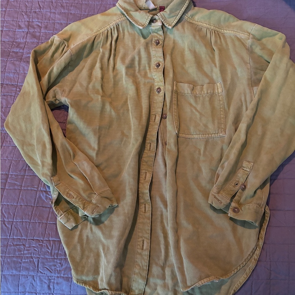 Pilcro womens small bright Green button down heavy weight Shirt
